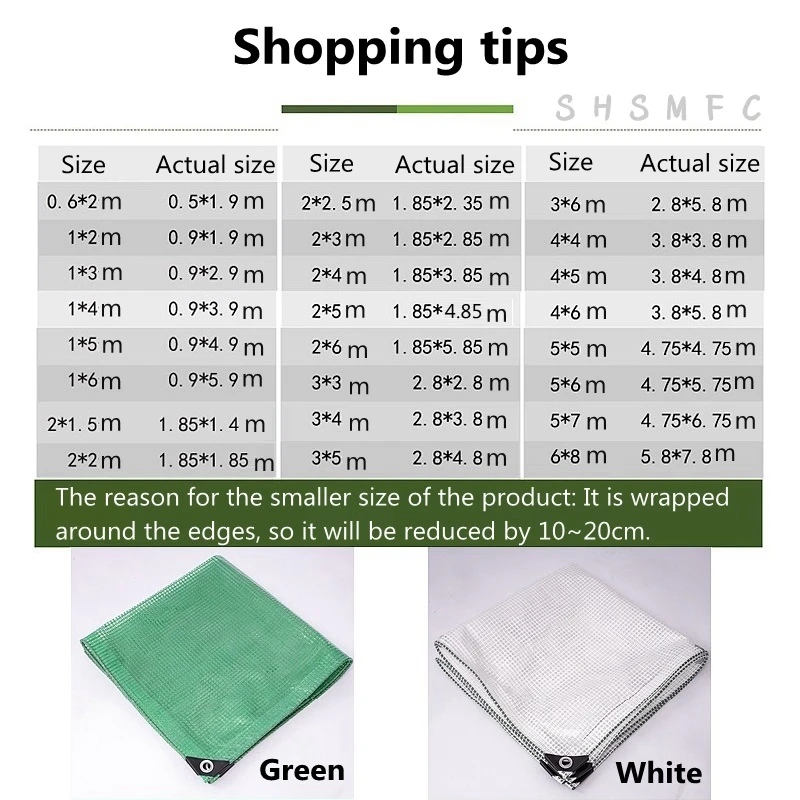 

0.3mm PE Mesh Rainproof Cloth Outdoor Canopy Swimming Pool Sunscreen Garden Plant Shed Waterproof Cloth Shading Party Awning