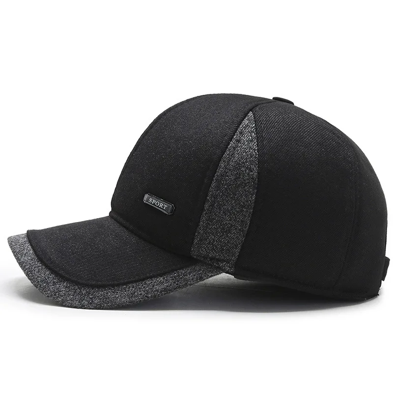 Men's Winter Ear-Protecting Hat Cold-Resistant Warm Windproof Baseball Cap for Middle-Aged And Older Dads