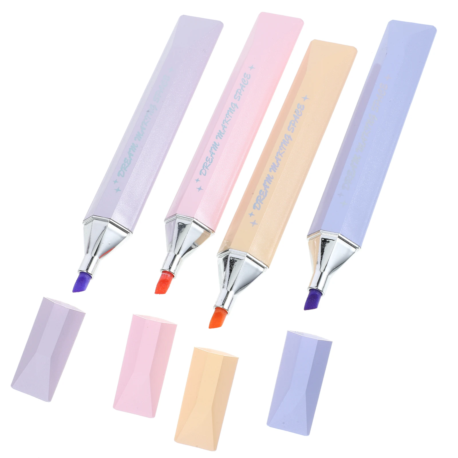 

4pcs Soft Tip Highlighters Smooth Writing For Office Study Journal Marking Book Notes Teachers Students Diy Scrapbook Colored