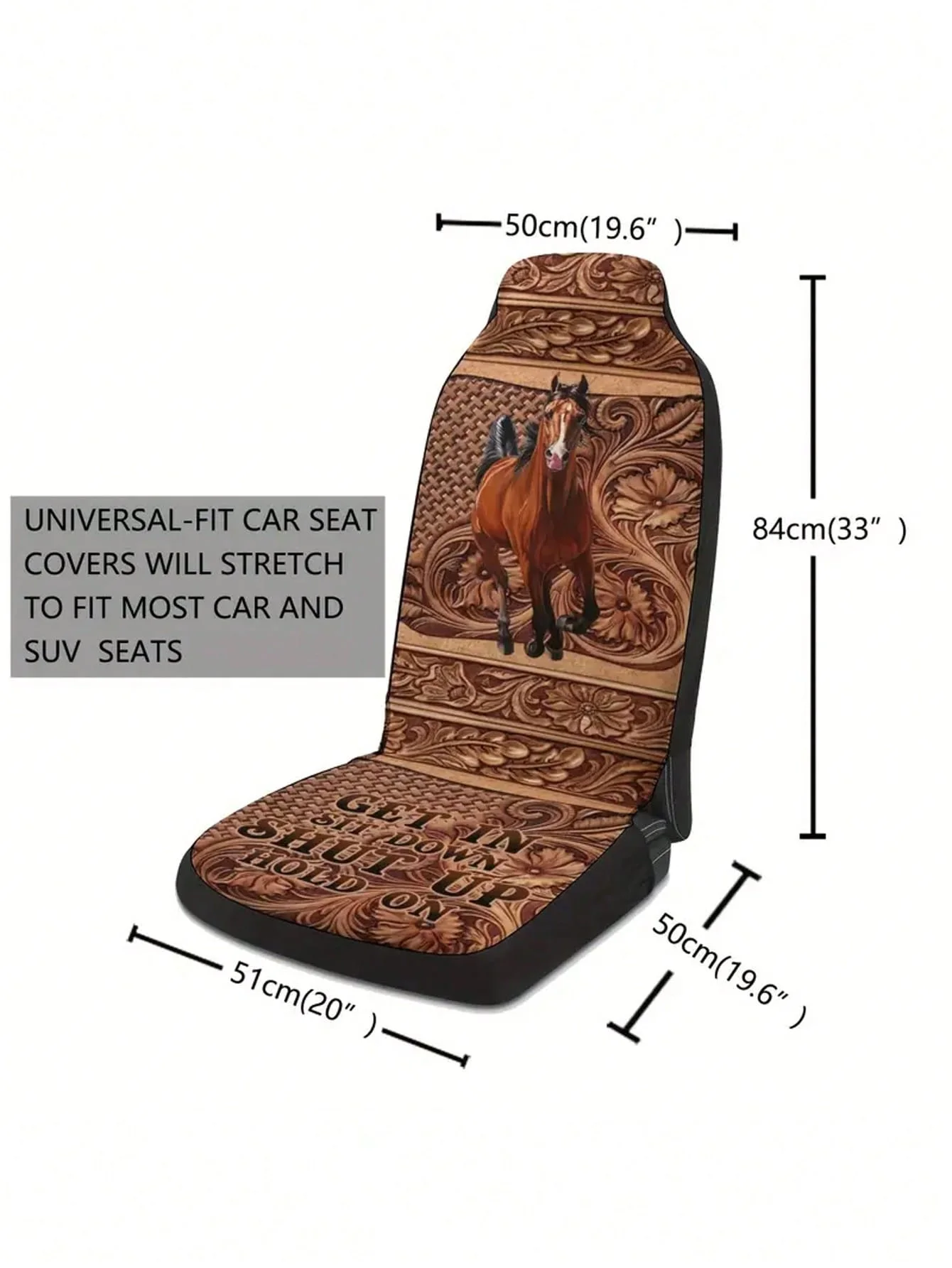 قطعة واحدة من غطاء مقعد السيارة المنقوش على شكل حصان جالوب - واقي مقعد فردي مطبوع بنسيج ثلاثي الأبعاد، مناسب عالمي لجانب السائق، قابل للتنفس #6