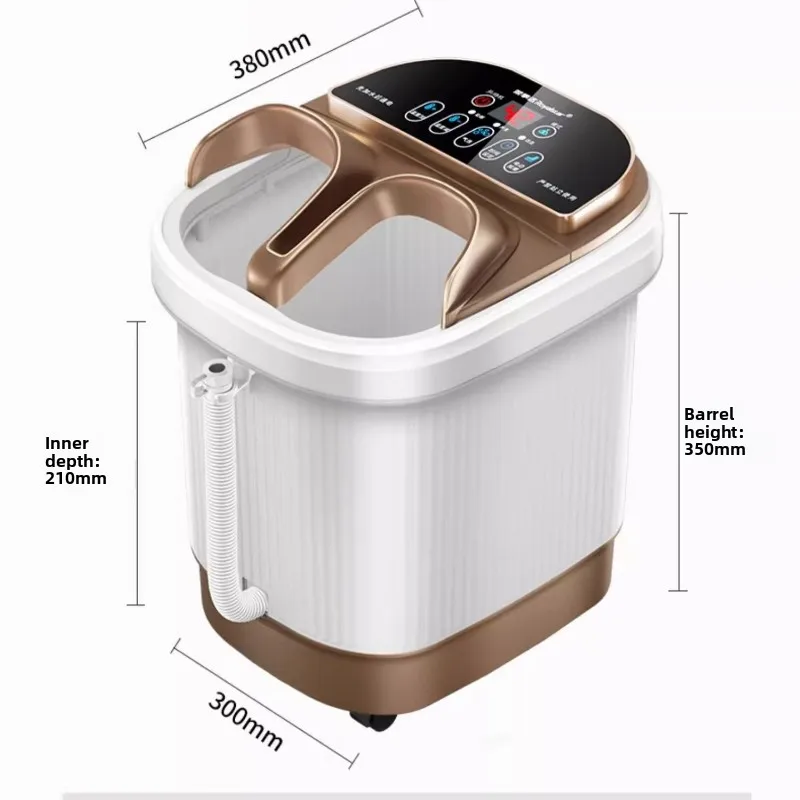 Heated Electric Foot Bath Tub LED Display Automatic Massage Basin Red Light Bubbles Scraping Modes Deep Design Remote Control