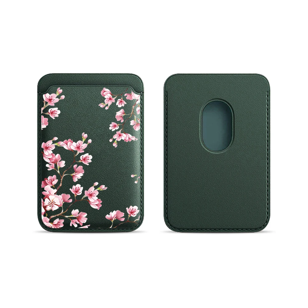 Kirschblüten-Leder-Kartenetui Handy-Kartenhalter Magnetische Hülle Geeignet für alle iPhone Magsafe-Karten-Handy-Rückseiten-Taschen – Detail 17