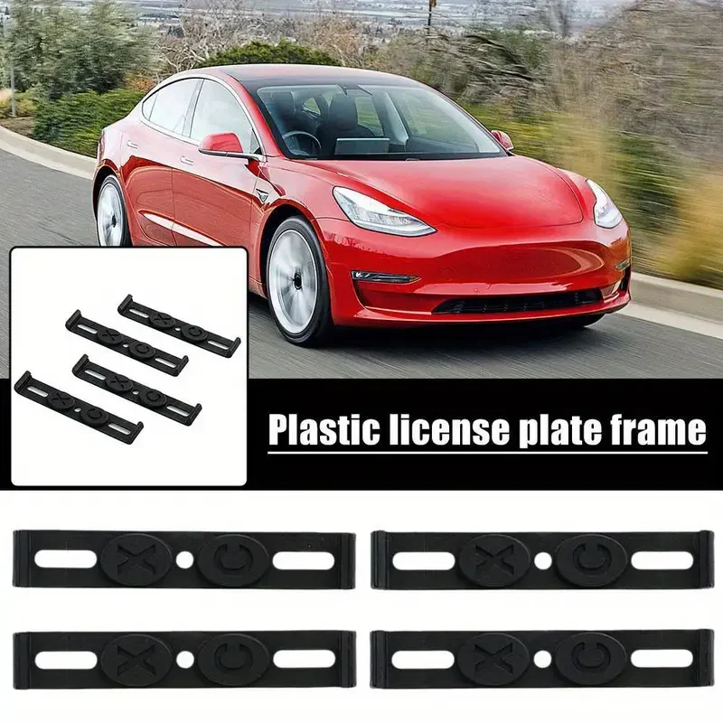 

4PCS Frameless License Plate Mount Weather-Proof Frameless License Plate Frame Car Tag Frame For Front And Rear Car Tags