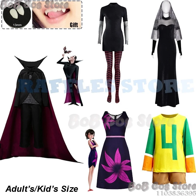 Vampire Adult Kid Dracula Cosplay Costume Tooth Black Cute Mavis Halloween Jonathan Carnival Funny Couple Set Family Gothic Suit