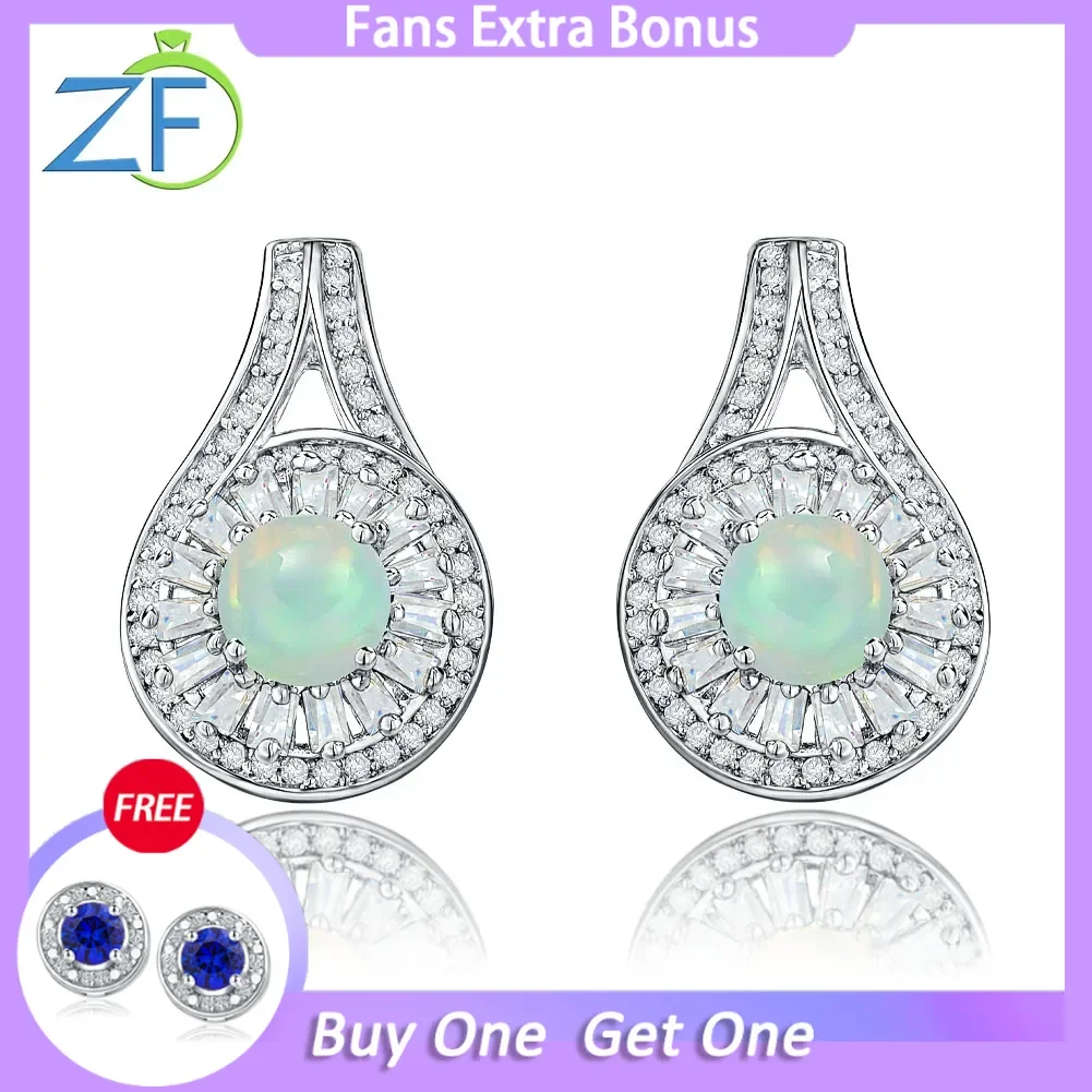 GZ ZONGFA 1.6Carats Diamond Studs Earrings Original 925 Sterling Silver for Women Natural Opal Engagement Gifts Fine Jewelry