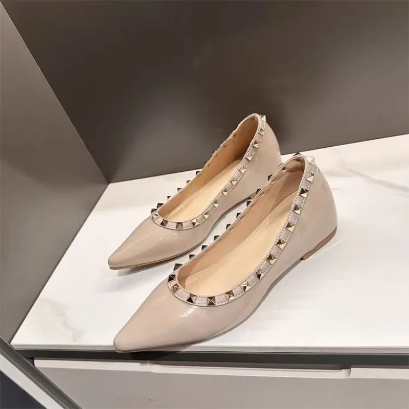 2024 Hot Sale Women's Shoes Slip on Women's High Heel Plus Size Dress Pumps Women Pointed Toe Wedges Rivet Shallow Shoes Women