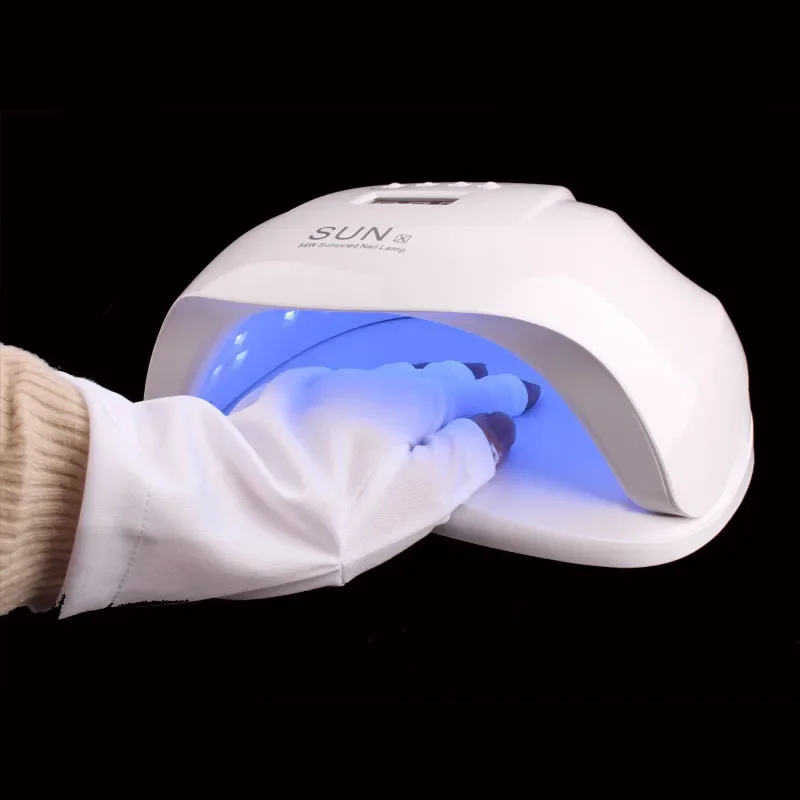 Großhandel: Phototherapie-Handschuhe mit freiliegenden Fingerspitzen, kurze Ausführung, Nagelwerkzeuge, UV-Schutz-Handschuhe, halbarm, gegen Sonnenschäden.