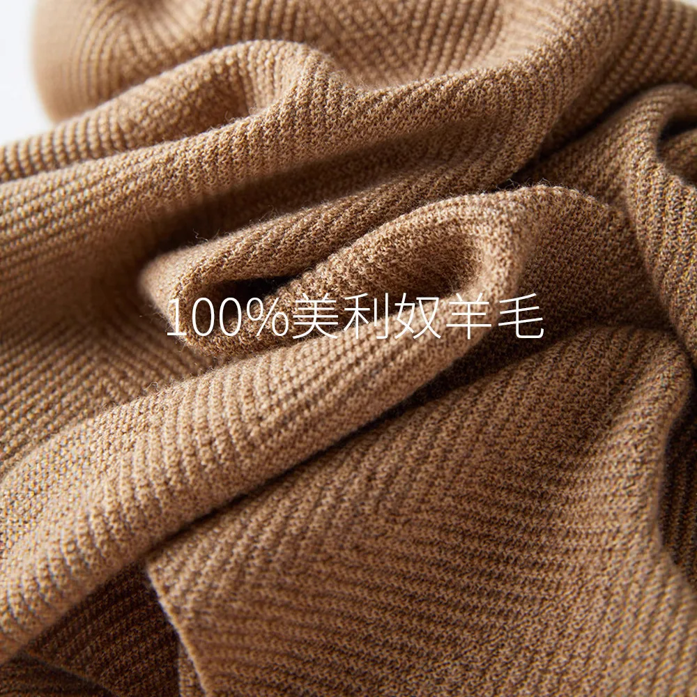 UMI MAO 100% Tops de lana texturizados en espiga medio cuello alto manga larga Jersey de punto suéter mujer Otoño Invierno nuevo