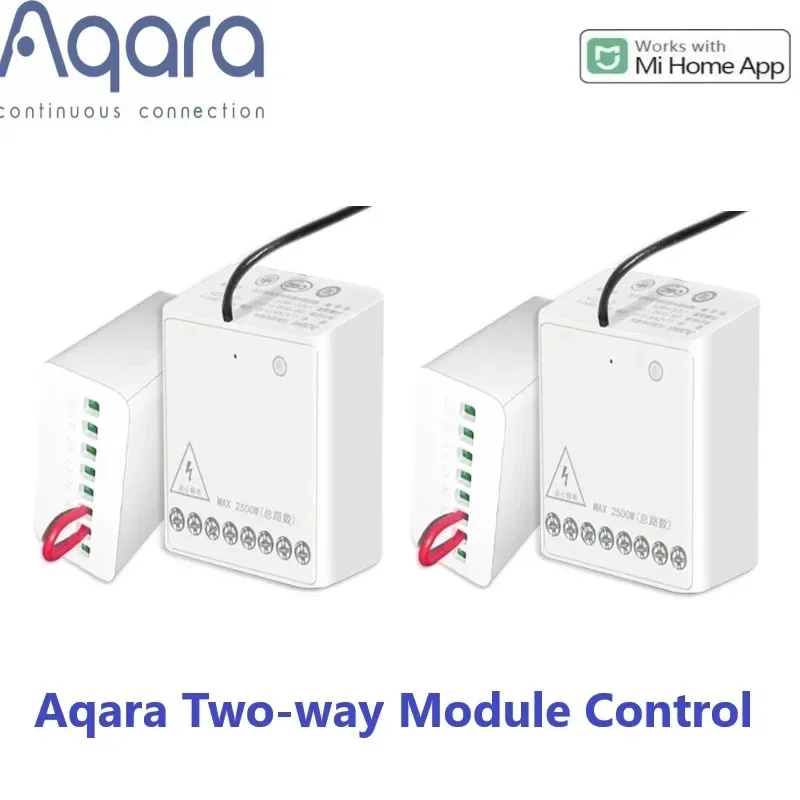 Aqara-リレースイッチコントローラー,2ウェイ制御モジュール,ワイヤレス,Zigbee,2チャンネル,Xiaomi Home,HomekAppで動作