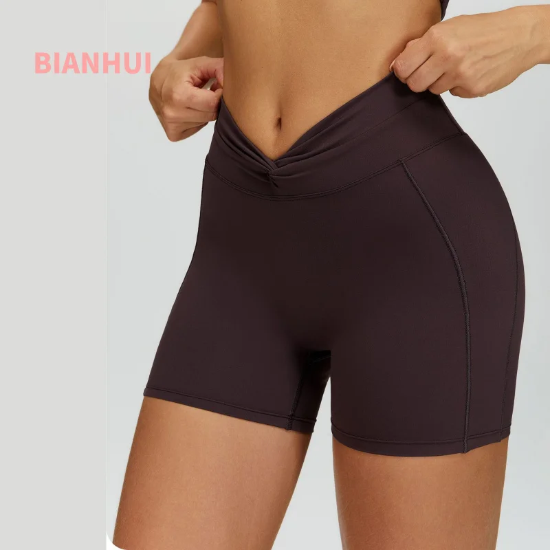 BIANHUI عارية يشعر الملابس النسائية اليوغا السراويل عبر تويست عالية الخصر السراويل الرياضة في الهواء الطلق الجري اللياقة البدنية ملابس رياضية امرأة الصالة الرياضية