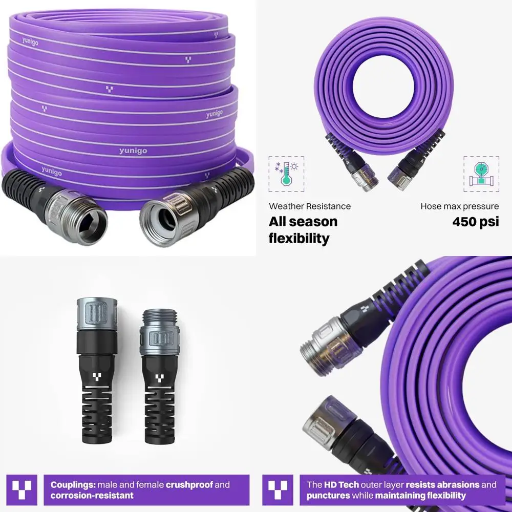

No-Kink 50ft Garden Hose Lightweight UV Resistant Flat to Round Design 450 PSI Burst Pressure Durable and Stylish Long-Lasting W