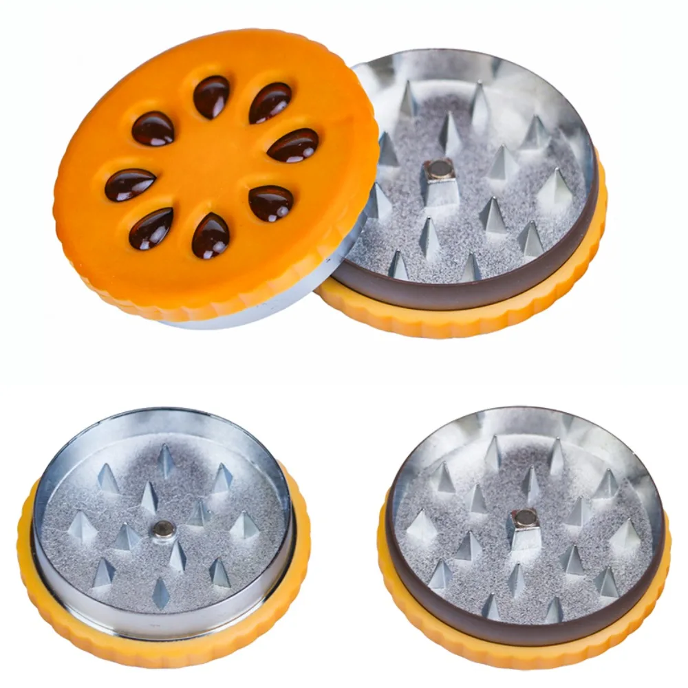 2 Layer Sandwich Biscuit Herb Grinder Creative Metal Manual Rotary Tobacco Grinder Portable Smoking Accessories