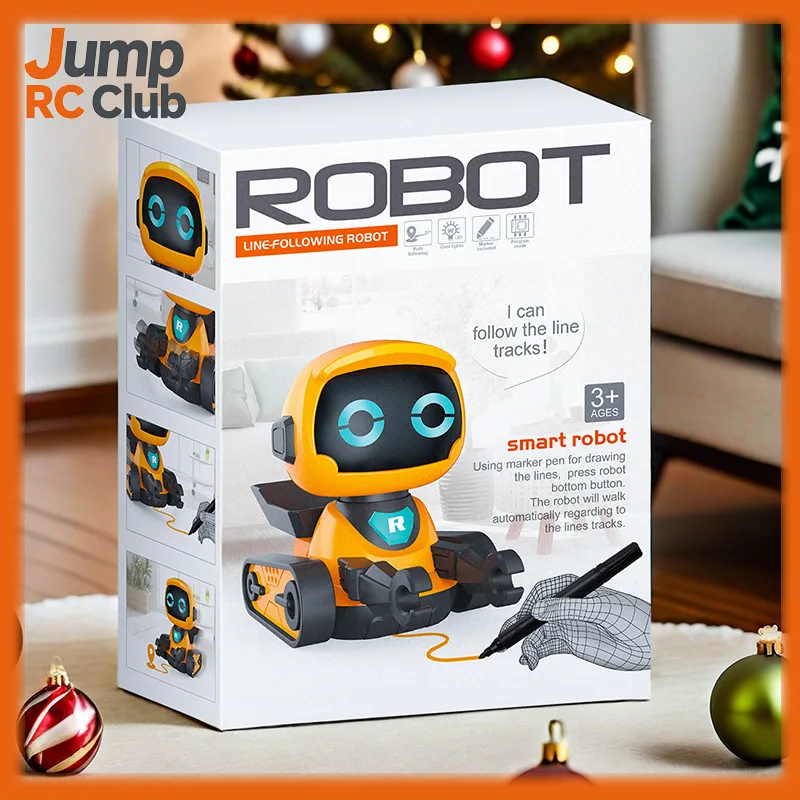 

Line Following Tank Robot Smart Educational STEM Toy with Sound Light Track Drawing Interactive Learning Robot Gift for Kids
