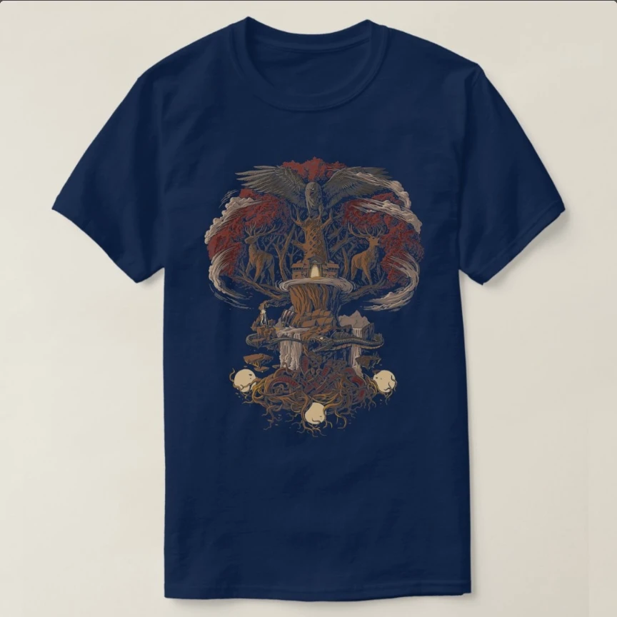 Nordic Warrior Tree of Life Yggdrasil Pagan Norse Myth T-Shirt 100% Cotton O-Neck Short Sleeve Summer Casual Mens T-shirt