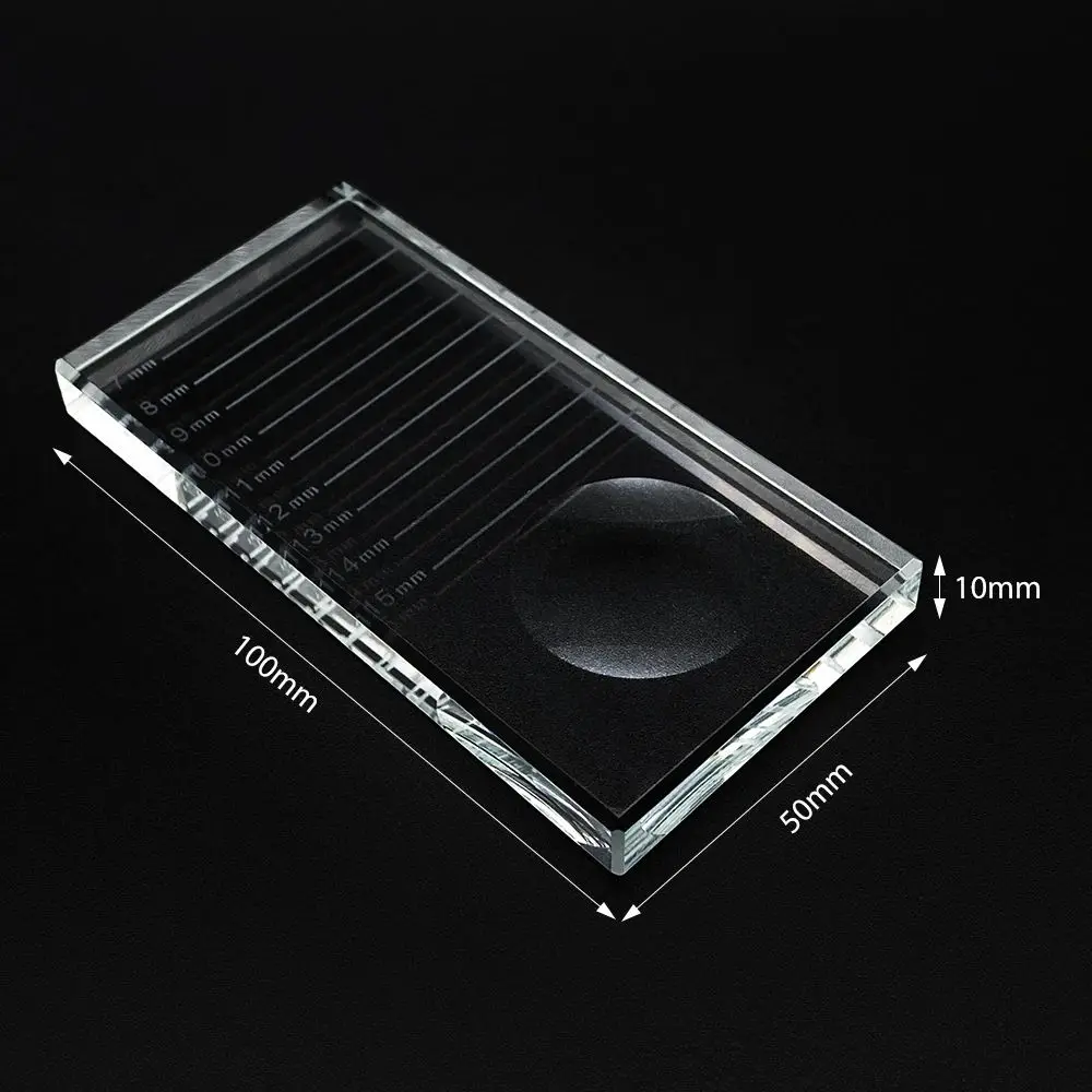 NATUHANA Crystal Glass U Curved Straight Stand False Eyelashe Holder Transparent Glue Tray Eyelash Extension Pallet Makeup Tool