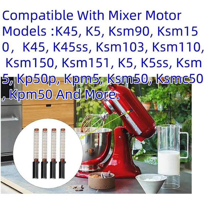 ว 10380496   แปรงมอเตอร์คาร์บอนเหมาะสําหรับเครื่องผสมอาหารแบบยืน Kitchenaid 9706416   ว 10260958   WPW 10380496   พีเอส 3495098   เอพี 5178083   K45-AT64