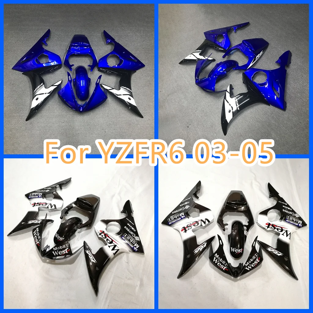 

100% Fit Bike Bodywork For YAMAHA YZF-R6 2003 2004 2005 blue black fairing kit YZF R6 03 04 05