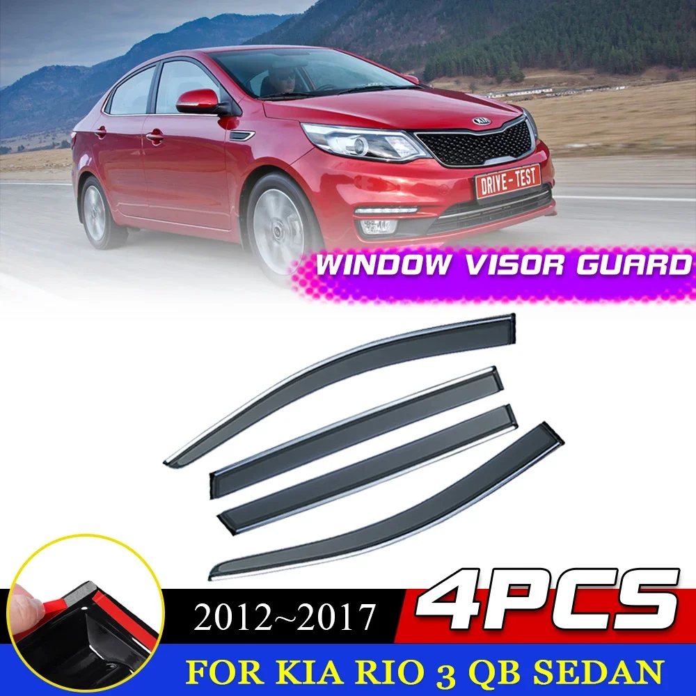 Car Window Visor for Kia Rio 3 QB Sedan 2012~2017 Sun Rain Guard Deflector Awning Shelter Vent Smoke Covers Exterior Accessories