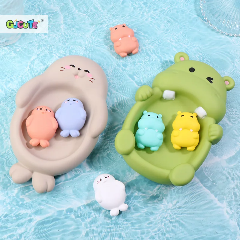 Bathroom Floating Animal Hippo Otter Sealed Floating Play Toy Baby Bath Bath Toy Swimming Pool Parent-child Interactive Toys