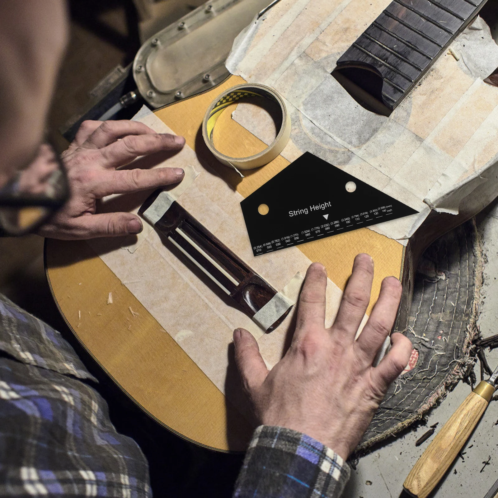 

Guitar String Action Gauge Metal Measuring Tool Resistance Easy Carry Guitar Grip String Action Gauge