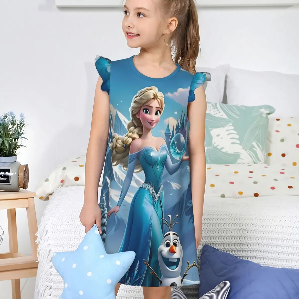 Girl's Frozen Elsa Princess Nightgowns Gifts Night Dress Sleepwear Pajamas Nightie for Little Girls