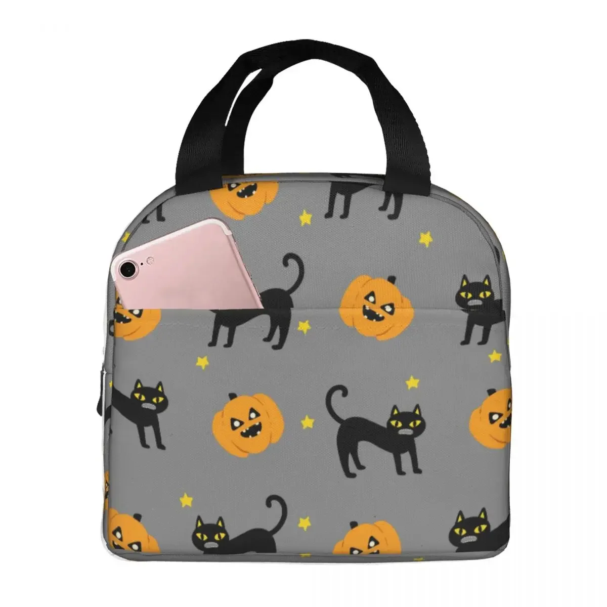 Bolsa de almuerzo para mujeres y niños, bolsa térmica de Halloween, portátil, Picnic, trabajo, lona, Bento