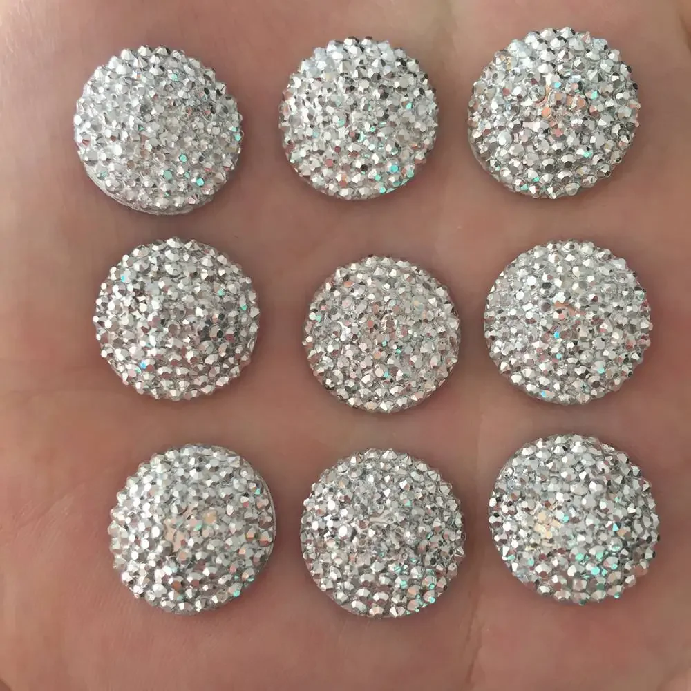 40pcs 16mm Convex Round half bead Flat back rhinestone appliques DIY Wedding scrapbook jewelry stone  craft SF097*2