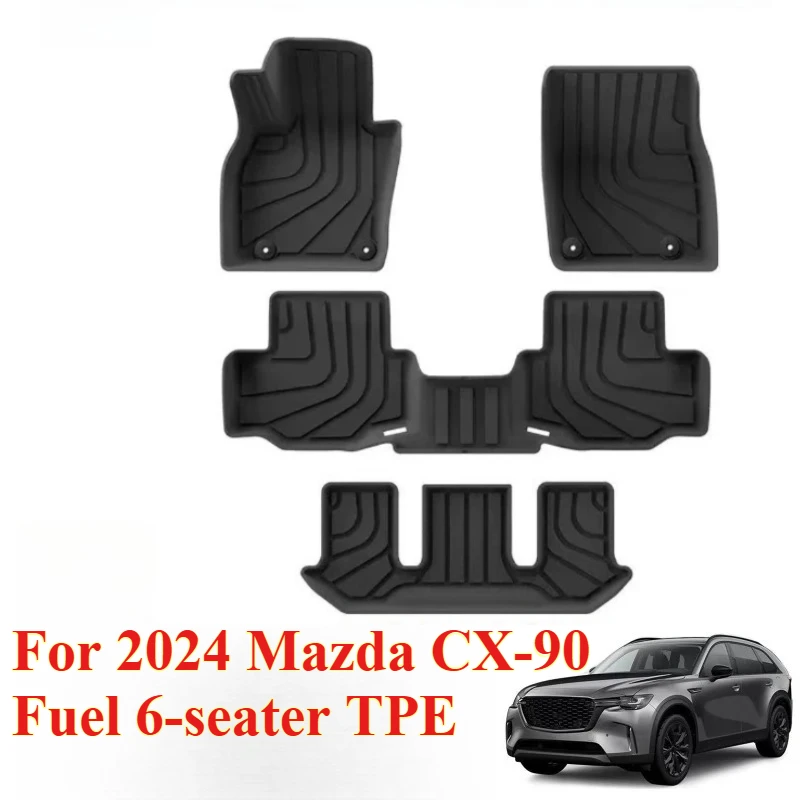 

Car Floor Mats for 2024 Mazda CX-90 Fuel 6-seater TPE Foot Mat Waterproof Floor Liners Cargo Liner，Car Interior Accessories