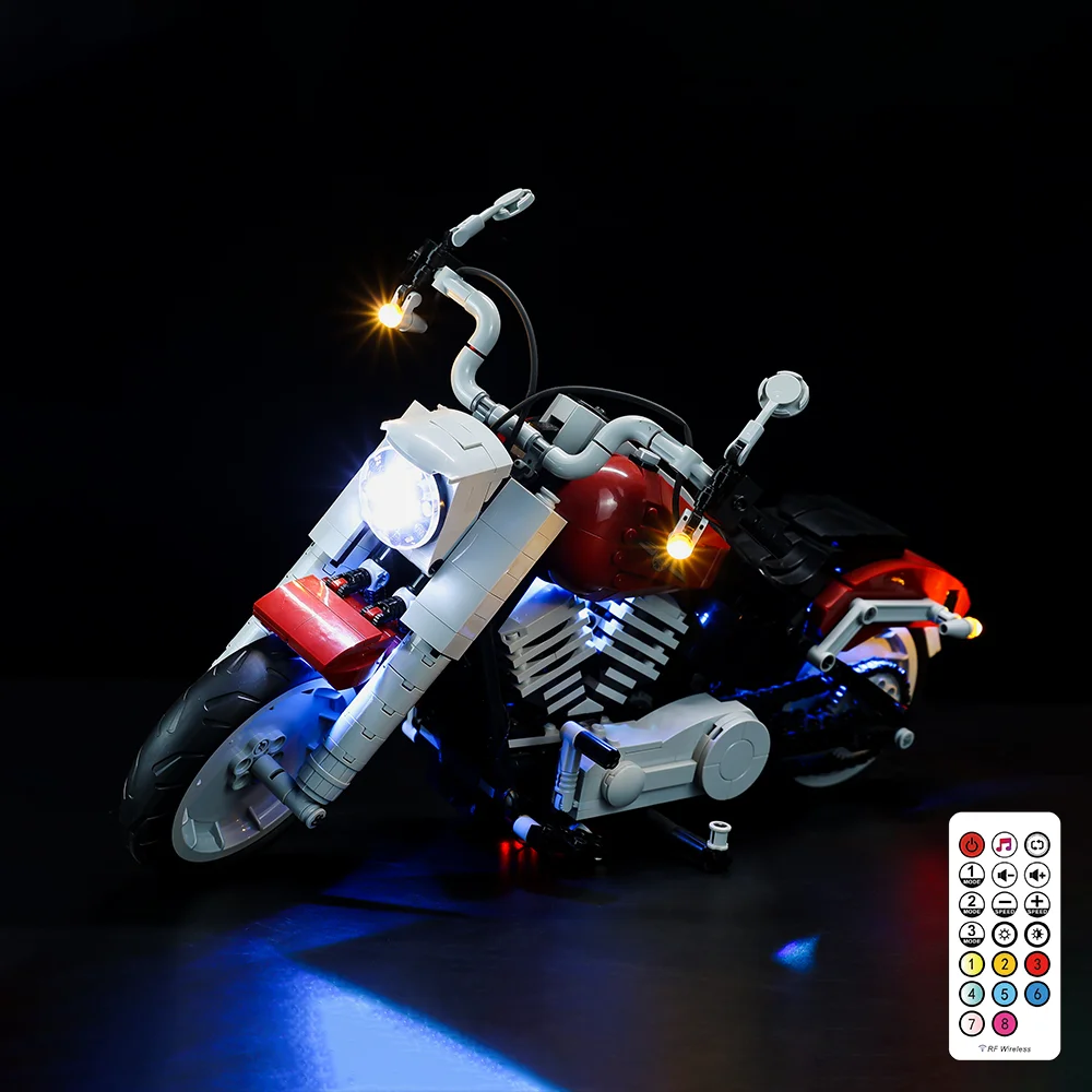 Kit de luz Led para motocicleta Harley Davidson Fat Boy, juego de bloques, modelo de motocicleta, Juguetes DIY, 10269, no incluye bloques de construcción