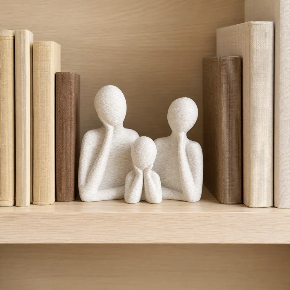 Couple Embracing Sculpture Abstract Family Sculpture 3D Printed Plastic Minimalist Figure Statue Unique Modern