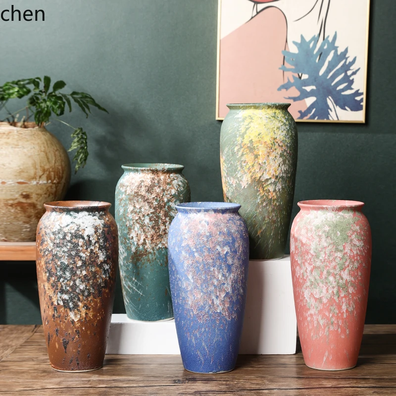 

ZML Chinese flower arrangement living room dining table bedroom desktop entrance decorative flower ceramic large vase ornament