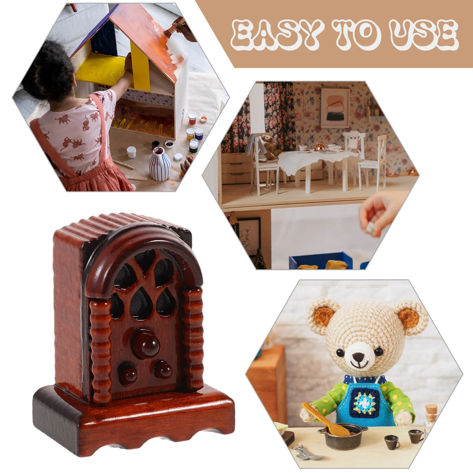 

1:12 Scale Miniature Retro Wooden Radio for Dollhouse Furniture Vintage Home Decor Diorama Scene Photo Prop Miniature Radio