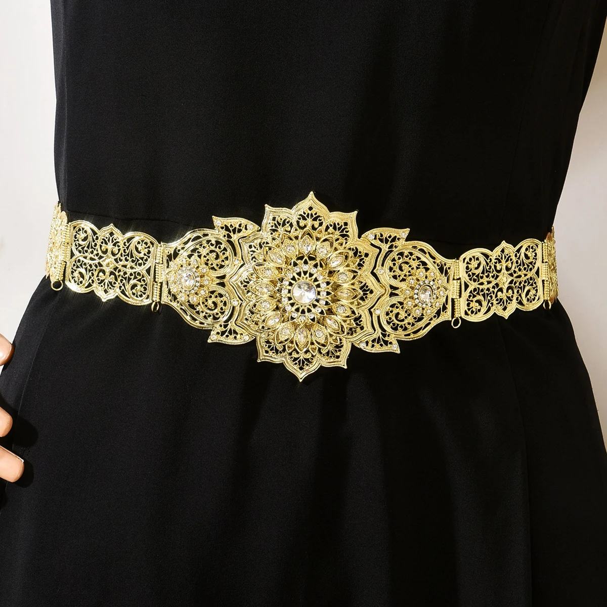 

Vintage Women Wedding Belt Gold Color Morocco Caftan Belt Arabic Bridal Jewelry Adjustable Length