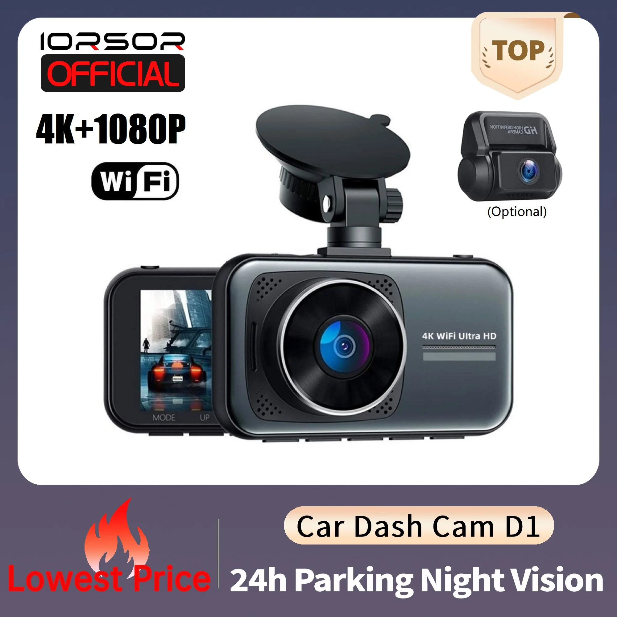 Dash Cam For Cars 4k Dual Camera Wifi Dashcam 24h Parking Monitor Front And Rear Dvr Night Vision Kamera Samochodowa Rejestrator