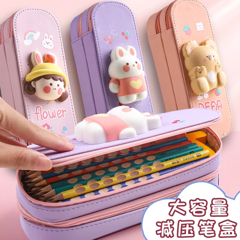 مقلمة Kawaii الضغط مدرسة مقلمة s القرطاسية Estuche ثلاثية الأبعاد الفضاء القلم حالة يونيكورن اللوازم المدرسية صندوق رصاص