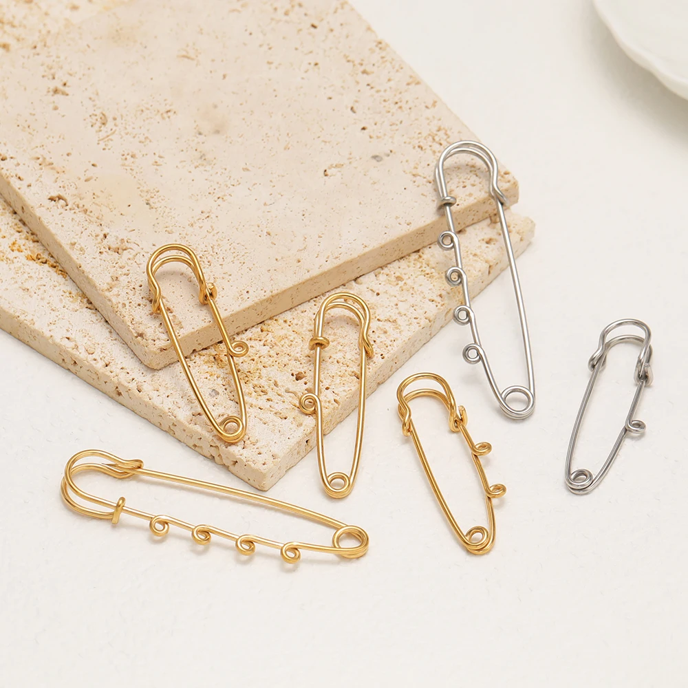 5 Stück Sicherheitsnadeln aus Edelstahl, 4 Reifenverschlüsse für DIY-Schmuckherstellung, Bekleidungszubehör, Broschen und Accessoires – Detail 4