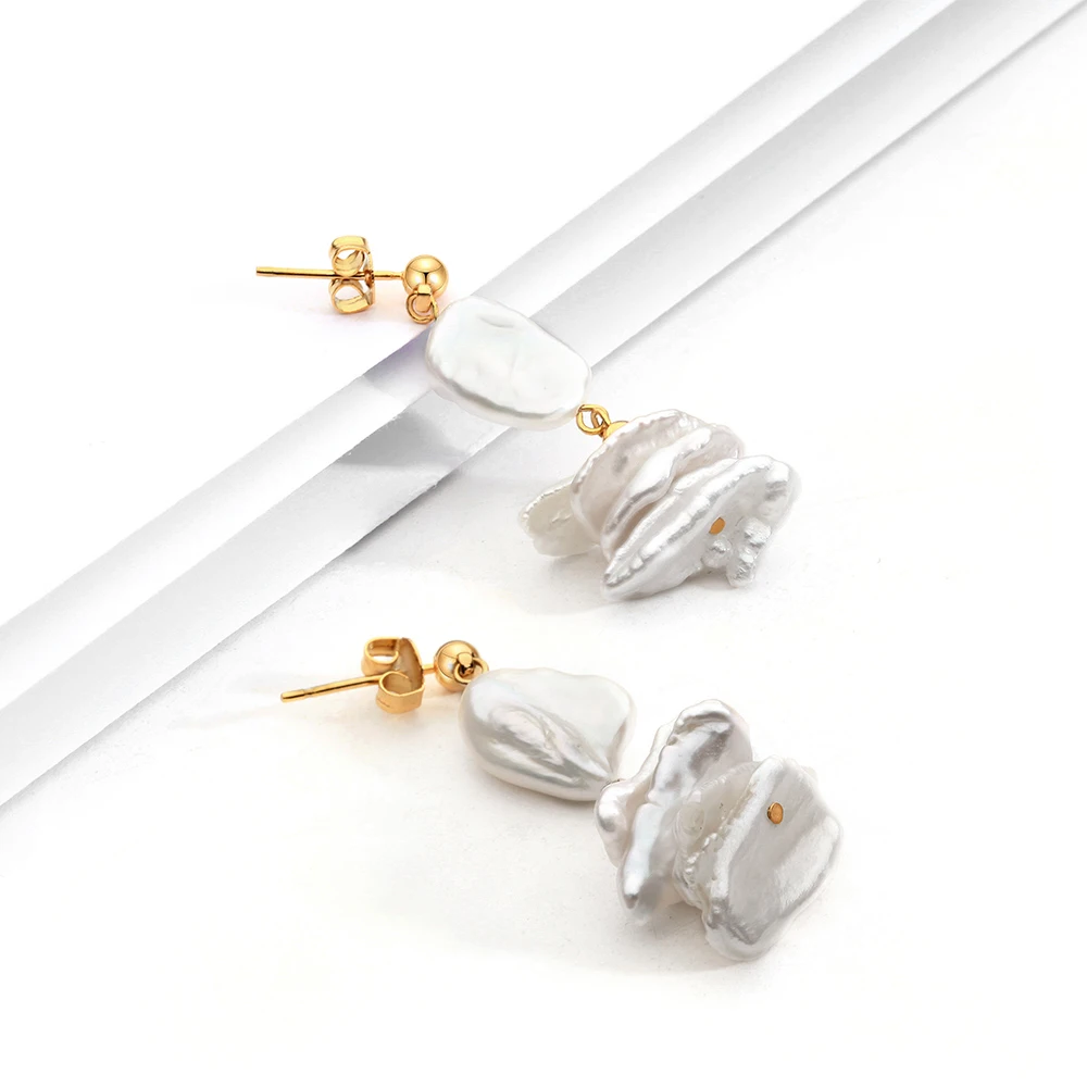 Luxurious Natural Pearls Earrings PVD 18K Gold Plated Dangle Earrings for women Earings Fashion Jewelry Wholesale