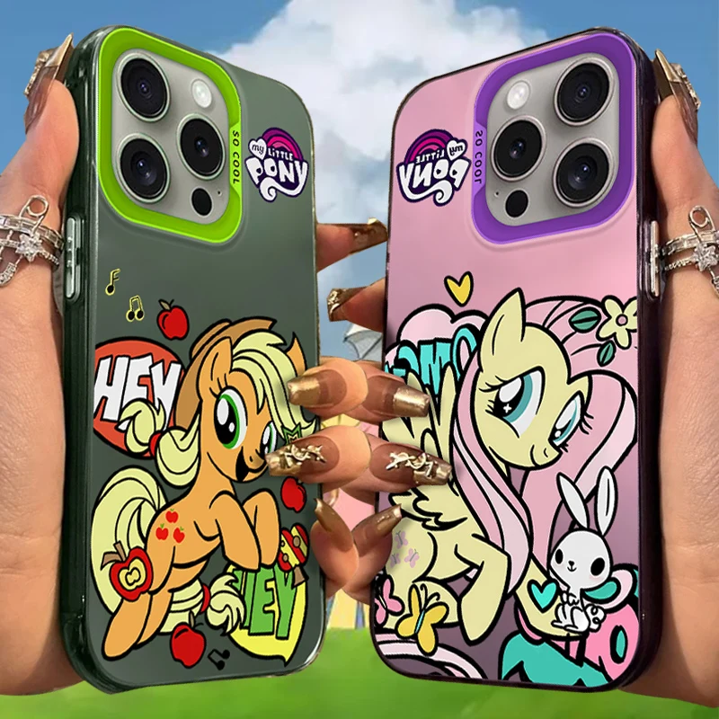 

Матовый чехол My Little P-Pony для iPhone 16 E 15 Pro Max 14 Plus 13 12 Mini 11 Pro Max XS X 8 7 SE, акриловый силиконовый жесткий чехол