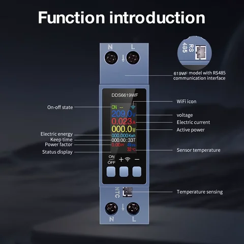 WiFi Tuya DIN-skena AC Voltmeter Smart Energimätare Spänning/Ström/Effekt/kWh/PF/Hz/Multifunktionell 0,96 tum 8 i 1 Effektmätare 8 best sales voltmeter wifi - №6