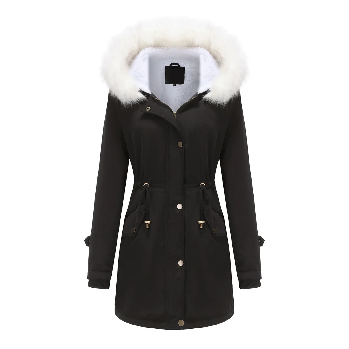 2023 Autumn/Winter New Detachable Fur Collar Women's Style Overcoming Long Sleeve Hooded Cotton Coat Cotton Coat Women's Dress