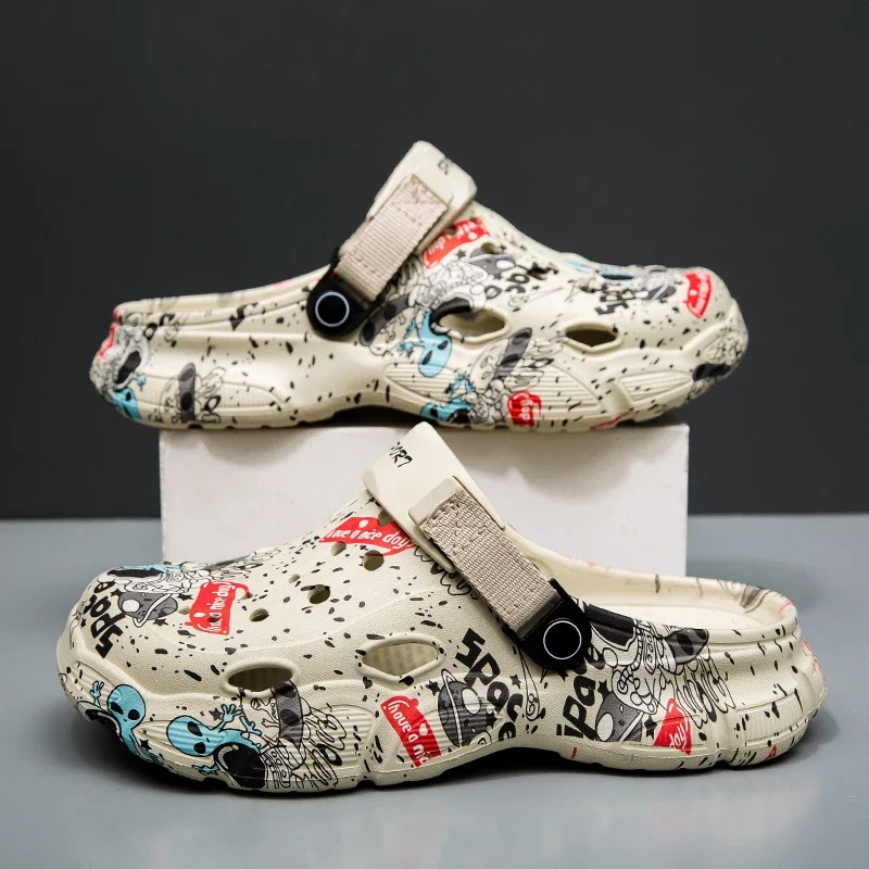 

Летние мужские сандалии-сабо для улицы и сада, перфорированные туфли, повседневная обувь, водонепроницаемые туфли, удобные домашние мягкие мужские тапочки