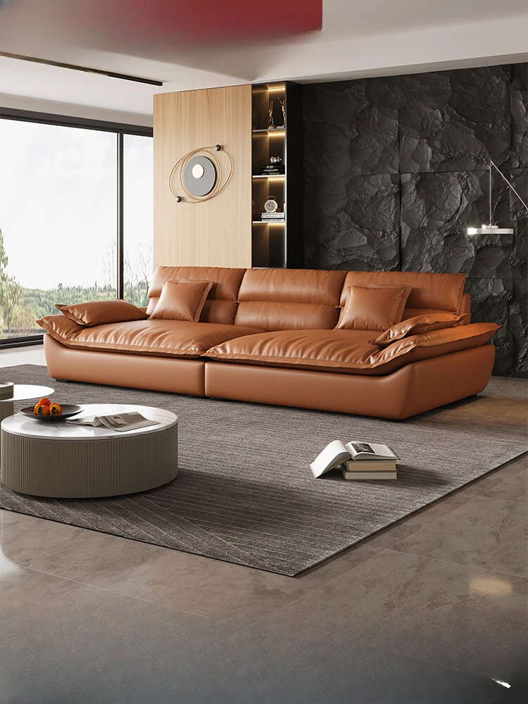 

Итальянский минималистичный кожаный когтеточный диван для гостиной, Роскошный Современный дизайнерский диван с высокой спинкой