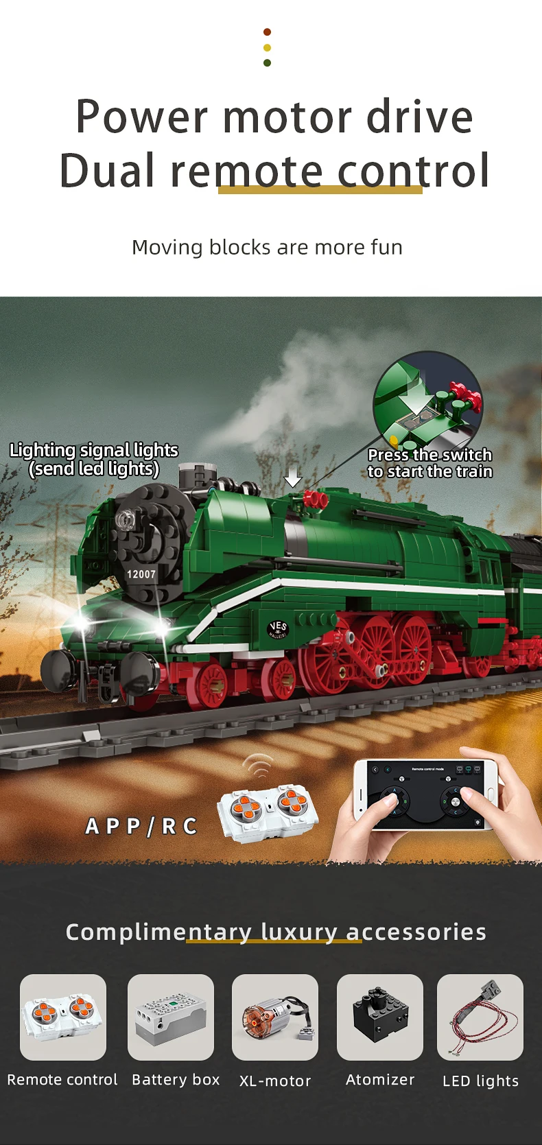 MOULD KING 12007 Remote Control Train The Motorized BR18 201 German Express Train Model Bricks Building Blocks Kid Birthday Gift