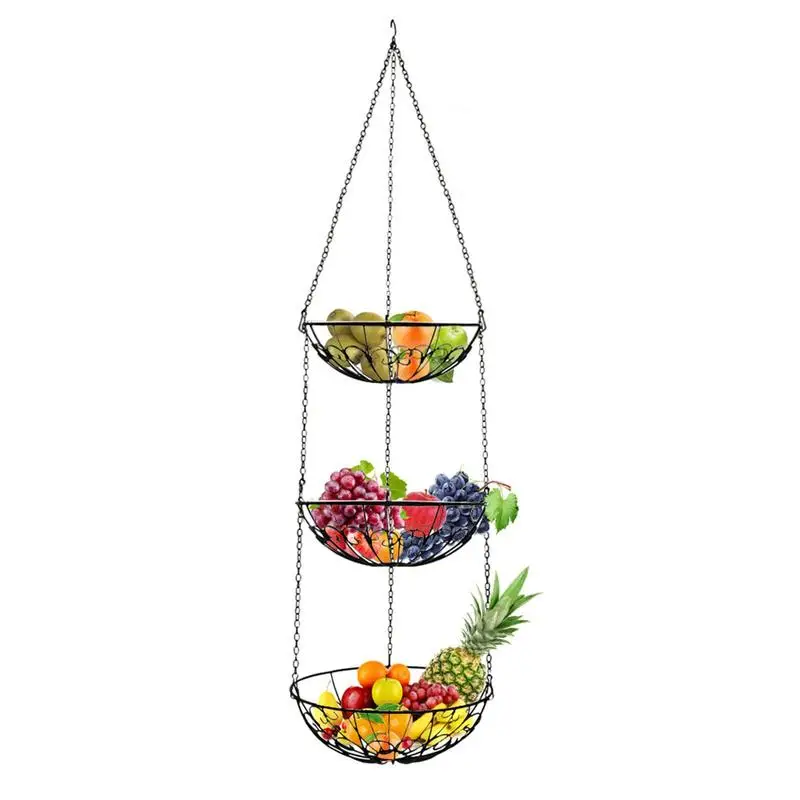 

Hangings Fruit Basket Fruit Vegetable Storage Basket Space Saving Tiered Fruit Basket Detachable Hangings Wire Baskets For