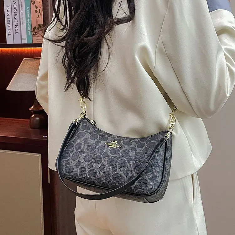 Trendy Magnetic Closure Handbag 2025 - Small Square Coffee/White/Rice Color Women's Purse, Lightweight Everyday Shoulder Bag