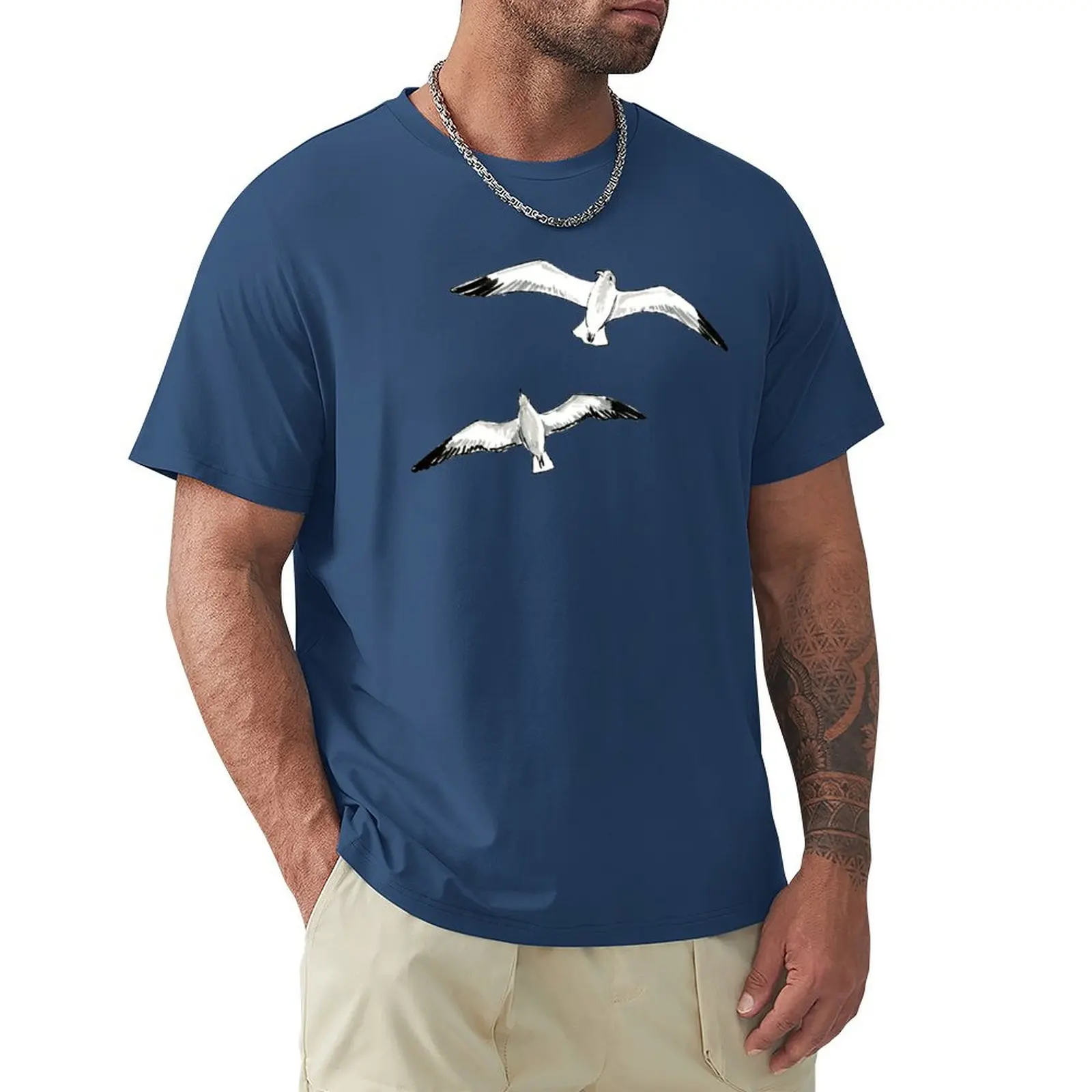 Seagulls T-shirt tops animal prinfor boys anime oversized oversized t shirt men