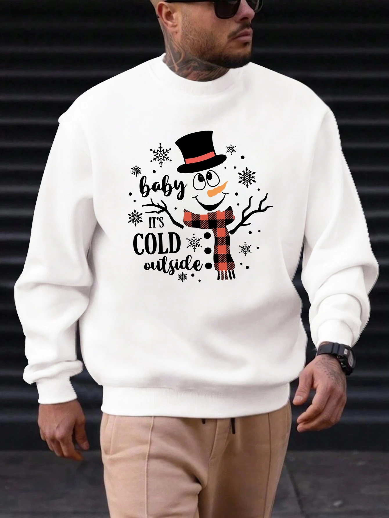 

2025 New Men's Cotton Sweatshirt Snowman Pattern Printing Round Neck Fashion Casual High Quality Daily Top Clothing