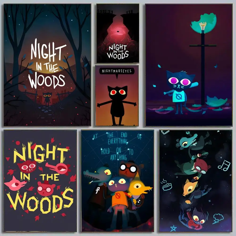 Night In The Woods Adventure Coming-Of-Age Painting Calligraphy Poster Eco-Friendly Decor Frameless Canvas