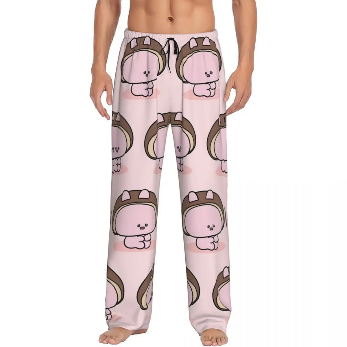 Custom Men's Asamimichan Pajama Pants Printed Cute Rabbit Sleep Sleepwear Bottoms with Pockets