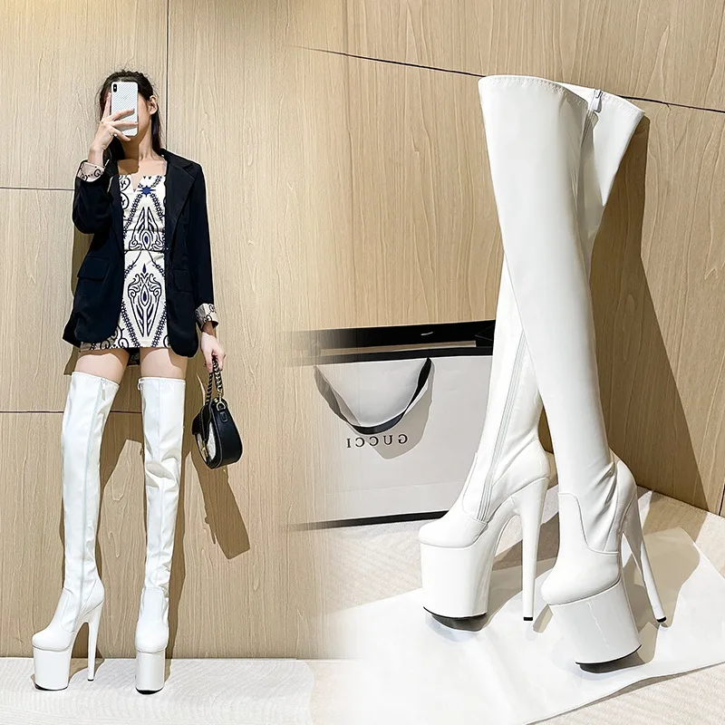 New 20CM/8inches PU Upper Sexy Exotic High Heel Platform Party Women Boots Pole Dance Shoes GH1006